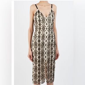 Alice + Olivia midi beaded geometric dress size 4